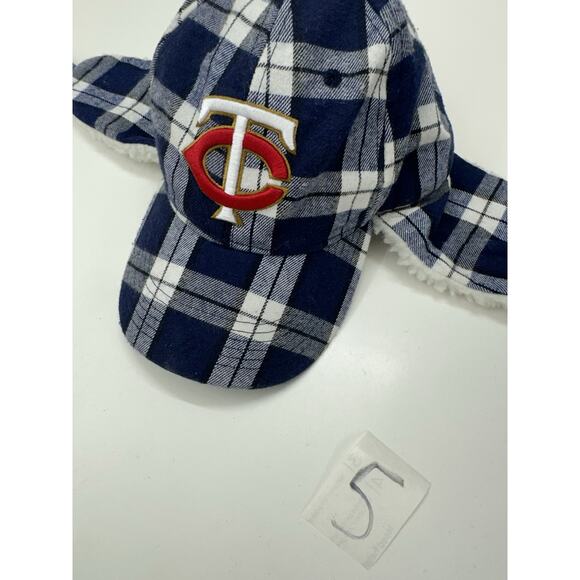 Melonwear Trapper Hat Minnesota Twins MLB Pepsi Blue Plaid Lined Winter Cap - Picture 8 of 8